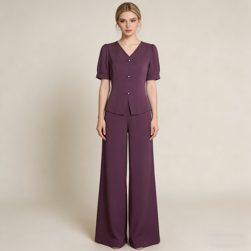 【Korlátozott ideig 50% kedvezmény!】【M-5XL】 Tavaszi divatos jégselyem női szett – Felső + bő szárú nadrág
